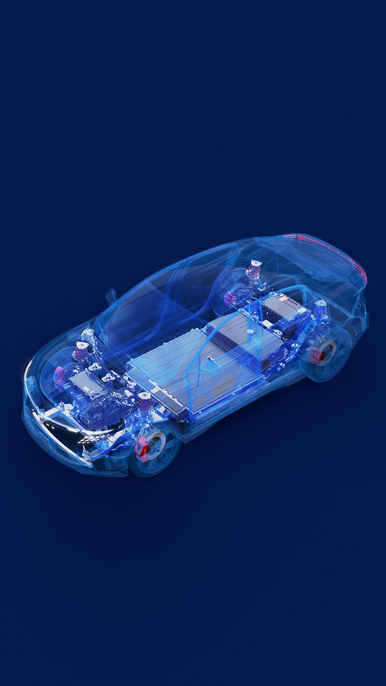 Technische Darstellung von Antrieb und Batterie des Alpine A390