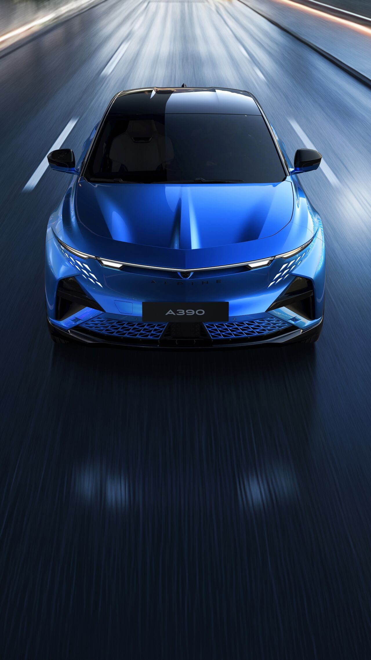 Alpine A390 – vollelektrischer Sport-Fastback in dynamischer Frontansicht